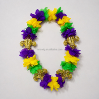 Op maat gemaakte Mardi Gras bloemenkrans ketting met gouden Fleur-de-lis carnavalsparade feestbenodigdheden