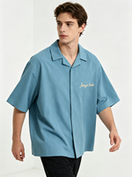 Chemise pour homme à la mode, ample, oversize, unie, streetwear, sans boutons, en coton épais, épaules tombantes