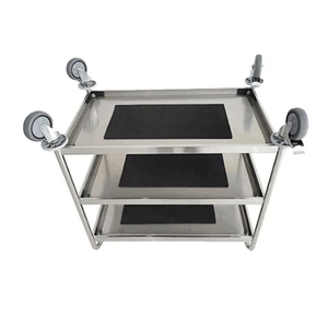 <span class=keywords><strong>3</strong></span>-слойный лоток среднего размера <span class=keywords><strong>3</strong></span>-х полка из нержавеющей стали Роскошная тележка для подачи еды с квадратными трубками - Product Image 5