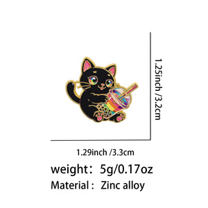 4 styles de pin's en émail mignons : Chat noir, <span class=keywords><strong>Bubble</strong></span> Tea, Boba Kitty arc-en-ciel, Chat licorne. Badges de revers et broches pour la décoration de sacs à dos et vestes, ou comme cadeau. - Product Image 6
