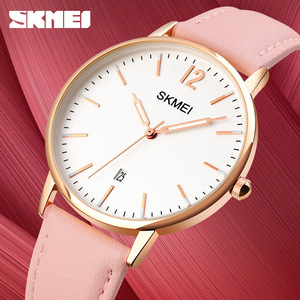 Skmei Minimalist Quartz Watch Rose Gold Round Analog Calendar Ladies Watch 8mm Thickness 30M Waterproof Stainless Steel Buckle - Product Image 1