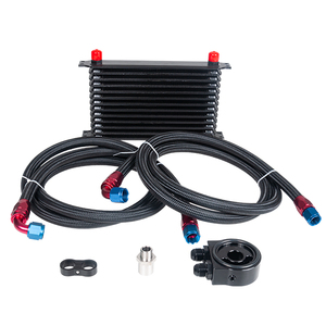 Kit <span class=keywords><strong>de</strong></span> refroidisseur d'huile moteur universel en aluminium noir 10 rangées/14 rangées AN10, comprenant des tuyaux tressés et des raccords AN10 - Product Image 4