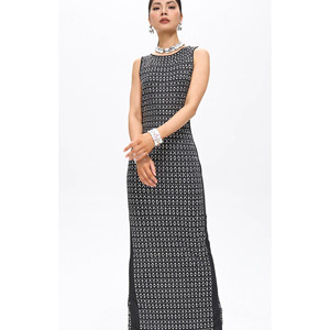 Abito lungo Woba decorato con cristalli, nero - Product Image 2