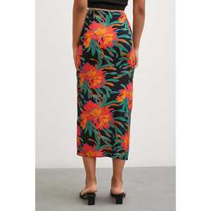 Jupe midi à imprimé floral pour femme, viscose, polyester, mousseline, taille normale, impression numérique douce - Product Image 1