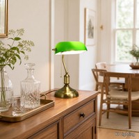 Lampe de bureau vintage verte, lampe de lecture, finition antique pour bureau, chambre à coucher, salon, maison