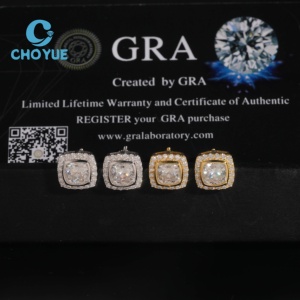 GRA Certificated 925 <b>Silver</b> Gold Plated Iced Out Moissanite Earrings Custom <b>Stud</b> Earrings for Women Fine Jewelry - Product Image 3