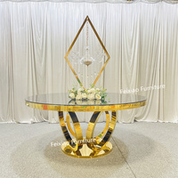 Table de salle à manger ronde au design moderne de luxe meubles de maison en verre table de mariage tables à manger meubles d'hôtel