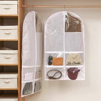 Housse de rangement suspendue pour vêtements, transparente, anti-poussière, résistante à l'eau, avec poches zippées transparentes