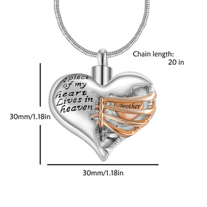 Collier Pendentif Cœur « Une Partie de <span class=keywords><strong>Mon</strong></span> Cœur Vivrait dans le Ciel » pour Cendres d'Animaux de Compagnie, Urne Commémorative, Bijou Souvenir pour la Famille - Product Image 2