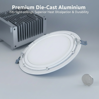 Plafonnier encastré LED 12W 6 pouces CB à 3 niveaux de température de couleur avec interrupteur DIP, éclairage de plafond en aluminium 3CCT avec driver isolé, spots pour intérieur