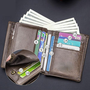 กระเป๋าสตางค์ AndoBag RFID Block แบบสั้นสำหรับผู้ชาย หนังวัวแท้สไตล์เรโทร พร้อมช่องใส่บัตรและช่องใส่เหรียญ - Product Image 4