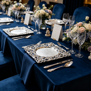 Assiettes de Présentation Carrées Dorées en <span class=keywords><strong>Plastique</strong></span> de 33 cm, Style Vintage, Bord Creux, pour Banquets, Dîners, Décoration de Table, Assiettes de Mariage - Product Image 6