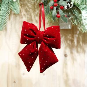 Noeud en coton SHUANGYUAN 18*26cm avec velours rouge et ornements en strass, disponible en tailles personnalisables - Product Image 5