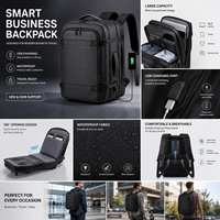 Sac à dos pour ordinateur portable unisexe léger et extensible de haute qualité avec chargement USB, imperméable en polyester Oxford avec fermeture éclair