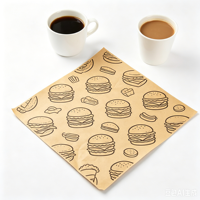 Feuilles de papier sulfurisé vierges écologiques imprimées en gros avec motif burger et sandwich