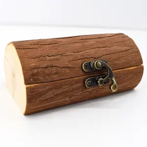 Personalizado redondo corteza de madera anillo de boda caja madera caja de regalo vintage rústico personalizado caja de joyería de madera