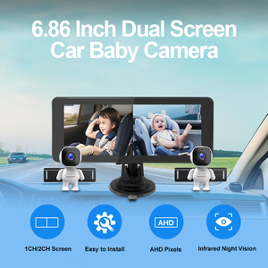Monitor de Doble Pantalla de 6.86 Pulgadas para Bebés, para 2 Niños, Vista de Bebé en Asiento Orientado Hacia Atrás, con Función de Visión Nocturna YB-406CA-DR - Product Image 4