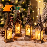 Dekorasi Natal Lampu Angin Gereja Hiasan Rumah Lampu Malam Kreatif Lampu Lilin Elektronik Hadiah Natal