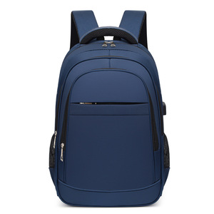 Laptop <b>Backpack</b> <b>Waterproof</b> With USB Charging Port For Business Travel Men's Casual Solid Color Black Blue Gray WZ-6607 - Product Image 5