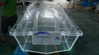 Bateau transparent avec fond transparent durable, kayak pour lacs et rivières, garantie 1 an, bateau à rames en matériau PC