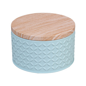 Iron Airtight Jar For Storing Cookies Snacks Tea Coffee Beans With Wooden Lid Food Storage <b>Container</b> - Product Image 5