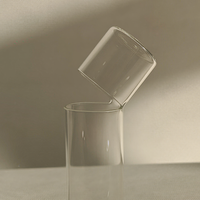 Vase en verre minimaliste soufflé à la main, vase cylindrique transparent avec bord incliné, vase à fleurs pour centre de table de salon