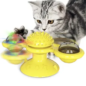 热卖互动发光二极管球转盘发刷戏弄风车猫玩具带猫薄荷