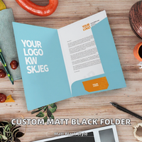 Dossier de présentation de documents de bureau personnalisé imprimé mat, pochette de classement en papier noir avec logo et vernis sélectif UV - 001 Personnalisez votre marque