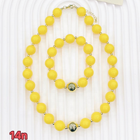 Collier de perles rondes en acrylique CH-LAN2156, coloré, 14N, joli collier jaune en acrylique, vente en gros pour femmes