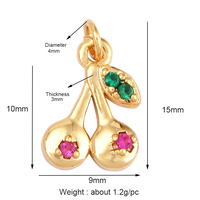 Cerise Ananas Banane Cactus Champignon Cocotier Pendentif à breloque en or 18 carats, Bracelet Boucle d'oreille Collier Résultats de bijoux Fourniture N30