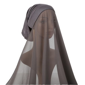 2024 Neues Design Muslimische Frauen Turban-Stil <span class=keywords><strong>Hijab</strong></span>-Kappe Polyester-Chiffon Satin-gefütterte Innenkappe Modal-Schal Satin-gefütterte Innenkappe - Product Image 4