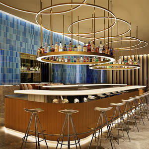 Meubles de bar de luxe personnalisés Comptoir de bar lounge d'hôtel 5 étoiles Table de comptoir de bar ronde et élégante - Product Image 4