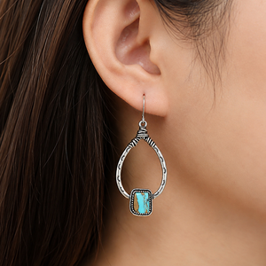 Ciglia creative, gocce d'acqua, orecchini con dettagli blu-verdi, regali retrò da donna - Product Image 2