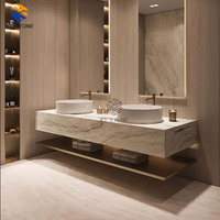Vasque de salle de bain élégante en marbre KT STONE avec rangement, design moderne, durable et facile à nettoyer pour l'amélioration de l'habitat