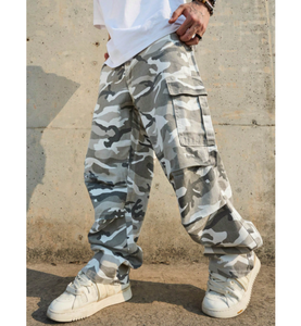 Men's <strong>Camouflage</strong> Work <strong>Pants</strong> - Light Grey <strong>Camouflage</strong> Print, Loose Wide Leg Version, Combining Leisure and Street Fashion Trends - Product Image 4