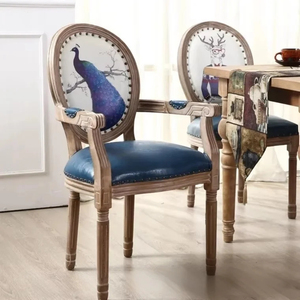<strong>American</strong> Country <strong>Retro</strong> Solid Wood Dining <strong>Chair</strong> With Armrest Casual Home Furniture For Cafe &amp; Hotel Use