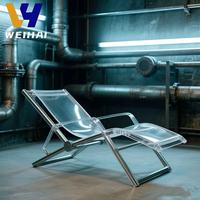 Chaise longue moderne transparente en acrylique-Empilable, résistante aux intempéries pour l'intérieur/l'extérieur, le patio et la piscine