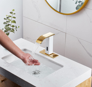 Robinet de lavabo électrique intégré avec capteur doré, distributeur de savon automatique sans contact pour chambres et hôtels - Product Image 5