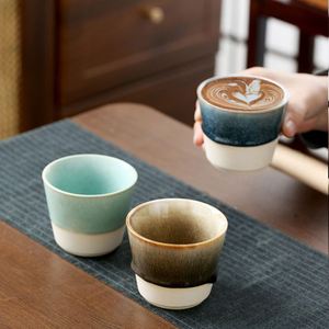 แก้วน้ำชาเซรามิกทำมือขนาด 220 มล. แก้วกาแฟคาปูชิโนสีสันสดใสสำหรับร้านกาแฟ แก้วน้ำชาพอร์ซเลนสไตล์เรโทร - Product Image 2