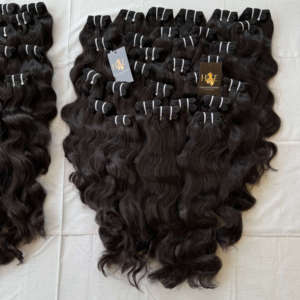 Venta al por mayor de cabello humano indio camboyano, máquina Remy virgen alineada con cutícula, doble trama, mechones de tejido de Color Natural, cabello crudo Temple - Product Image 2