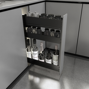 Modern Kitchen Base Cabinet Solution 3-Tier Metal Eco-Friendly <b>Narrow</b> Pull-Out Bottle Rack & Basket Kitchen Drawer Sliding Baske - Product Image 5