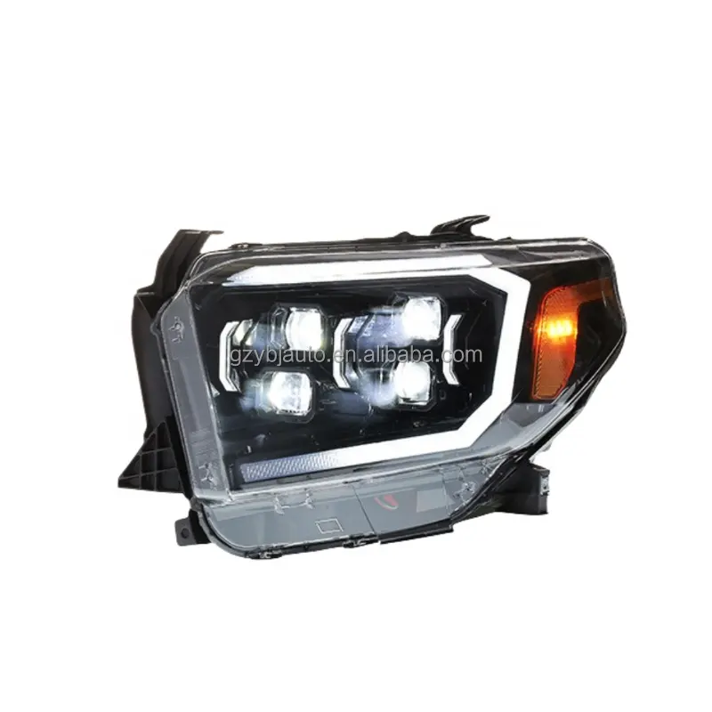 YBJ Car Accessories Led Car Headlights 2014-2021 4 Lens Front Head Lamp Assembly Body Kit Turn Signal for Toyota Tundra 12V
