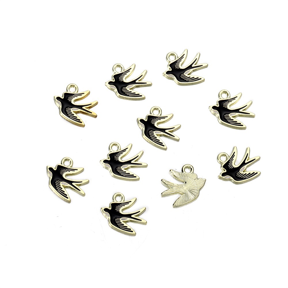 Pendentif hirondelle noire (10pcs)