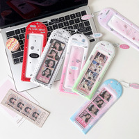 Tempat Kartu KPOP Gaya Korea Gadis Kartun Gradasi Empat Panel Tempat Kartu Penggemar Stiker Strip Panjang Gantungan Tempat Kartu