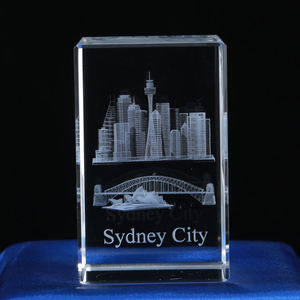 Cầu Nhỏ Thiết Kế Mới Cao Cấp Tùy Biến Lưu Niệm Giftsaustralia Sydney Thành Phố 3D Laser Khắc Thủy Tinh Pha Lê <span class=keywords><strong>Cube</strong></span> - Product Image 4