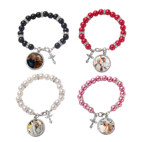 Personnalisation rapide en gros à la mode chapelet croix religieux Bracelets pour unisexe Sublimation chapelet Bracelet