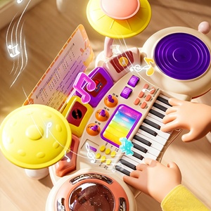 Wholesale Multifunctional <b>Electronic</b> Music Station Stool <b>Keyboard</b> For Kids 24 Keys With DJ Turntable And Microphone - Product Image 3