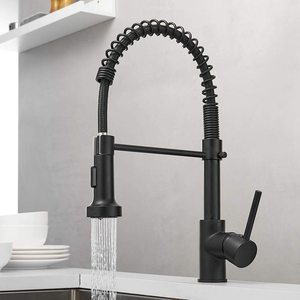 Grifo <span class=keywords><strong>de</strong></span> Cocina Comercial <span class=keywords><strong>de</strong></span> Latón Macizo, <span class=keywords><strong>Monomando</strong></span>, con Rociador Extraíble <span class=keywords><strong>de</strong></span> Resorte, Grifo <span class=keywords><strong>de</strong></span> <span class=keywords><strong>Fregadero</strong></span> <span class=keywords><strong>de</strong></span> Cocina Negro Mate FLG - Product Image 2