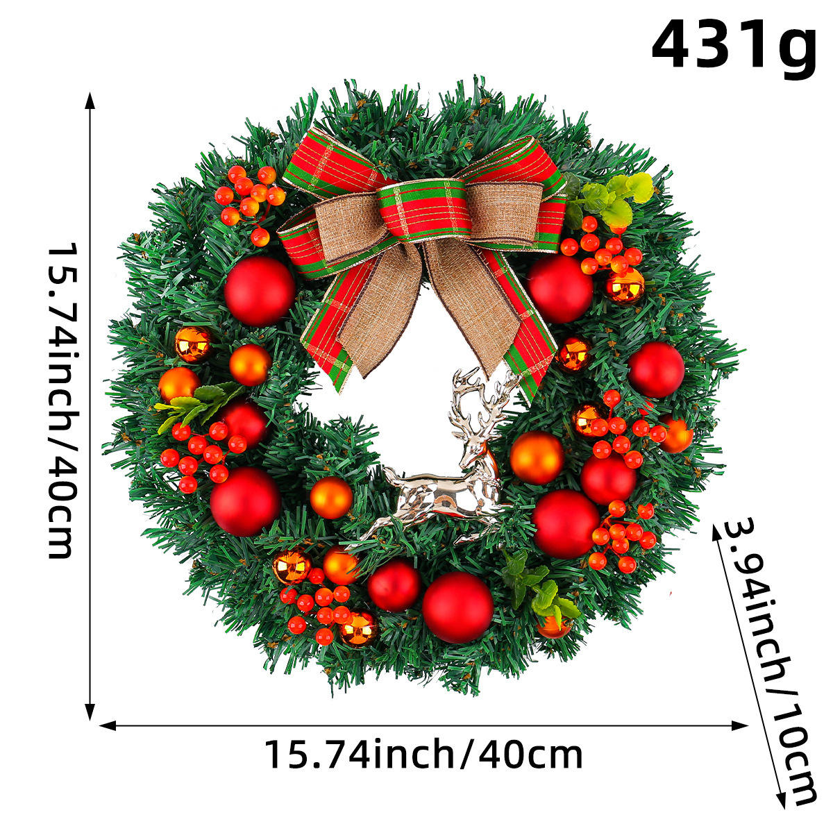 Little deer bow Christmas ball wreath