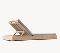 Chaise longue pliante en teck moderne COSTA pour jardin, plage et extérieur